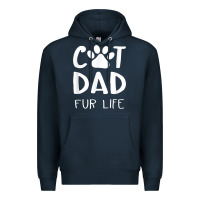 Navy funny cat dad fathers day gift shirt fur life cat tee Premium Hoodie - InspiraDesign