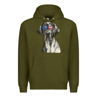 Army Green great dane sunglasses american usa flag 4th of july fourth t shirt Premium Hoodie - InspiraDesign