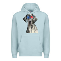 Blue Mist great dane sunglasses american usa flag 4th of july fourth t shirt Premium Hoodie - InspiraDesign