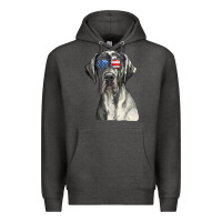 Charcoal Heather great dane sunglasses american usa flag 4th of july fourth t shirt Premium Hoodie - InspiraDesign