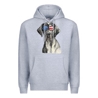 Heather Grey great dane sunglasses american usa flag 4th of july fourth t shirt Premium Hoodie - InspiraDesign
