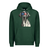 Sports Green great dane sunglasses american usa flag 4th of july fourth t shirt Premium Hoodie - InspiraDesign