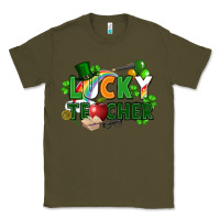 Army Green lucky teacher St. Patricks Day Classic Tee - FaDigitalArtStudio