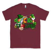 Burgundy lucky teacher St. Patricks Day Classic Tee - FaDigitalArtStudio