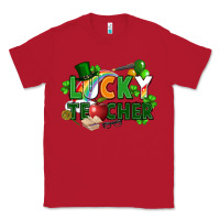 Red lucky teacher St. Patricks Day Classic Tee - FaDigitalArtStudio