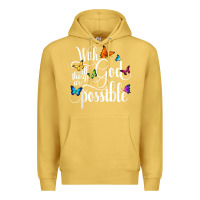 Antique Gold With God All Things Are Possible  Religious Butterfly Art Premium Hoodie - InspiraDesign