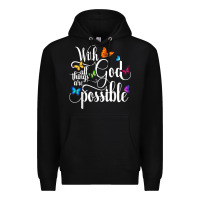 Black With God All Things Are Possible  Religious Butterfly Art Premium Hoodie - InspiraDesign