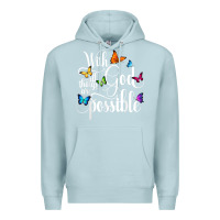 Blue Mist With God All Things Are Possible  Religious Butterfly Art Premium Hoodie - InspiraDesign