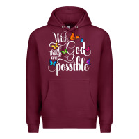 Burgundy With God All Things Are Possible  Religious Butterfly Art Premium Hoodie - InspiraDesign