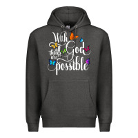 Charcoal Heather With God All Things Are Possible  Religious Butterfly Art Premium Hoodie - InspiraDesign