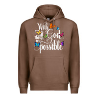 Chestnut With God All Things Are Possible  Religious Butterfly Art Premium Hoodie - InspiraDesign