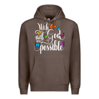 Coffee With God All Things Are Possible  Religious Butterfly Art Premium Hoodie - InspiraDesign