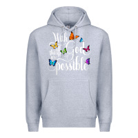 Heather Grey With God All Things Are Possible  Religious Butterfly Art Premium Hoodie - InspiraDesign