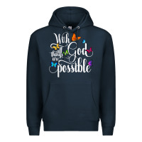 Navy With God All Things Are Possible  Religious Butterfly Art Premium Hoodie - InspiraDesign