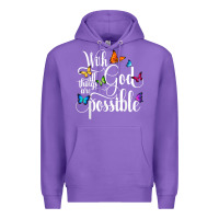 Purple With God All Things Are Possible  Religious Butterfly Art Premium Hoodie - InspiraDesign