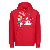 Red With God All Things Are Possible  Religious Butterfly Art Premium Hoodie - InspiraDesign