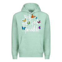 Seafoam With God All Things Are Possible  Religious Butterfly Art Premium Hoodie - InspiraDesign