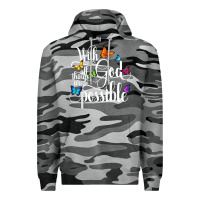 Slate Camo With God All Things Are Possible  Religious Butterfly Art Premium Hoodie - InspiraDesign