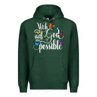 Sports Green With God All Things Are Possible  Religious Butterfly Art Premium Hoodie - InspiraDesign