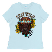 Baby Blue turquoise bison Ladies Tee - RacoonDesign