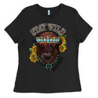 Black turquoise bison Ladies Tee - RacoonDesign