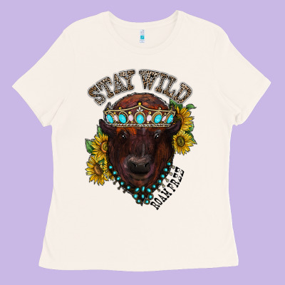 Turquoise Bison Ladies Tee Designed By Racoondesign