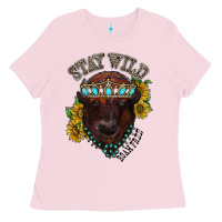 Bubblegum Pink turquoise bison Ladies Tee - RacoonDesign