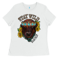 White turquoise bison Ladies Tee - RacoonDesign