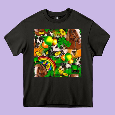 St. Patrick's Day Horse With Balloons Heavy Core Tee Designed By Fadigitalartstudio