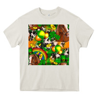 Cream St. Patrick's Day Horse With Balloons Heavy Core Tee - FaDigitalArtStudio