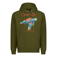 Army Green Cedar Key Florida Watercolor Sea Turtle Sweatshirt Premium Hoodie - InspiraDesign