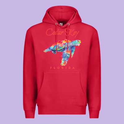 Cedar Key Florida Watercolor Sea Turtle Sweatshirt Premium Hoodie Designed By Inspiradesign