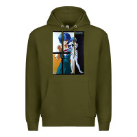 Army Green Neon Genesis Evangelion Rei Ayanami Premium Hoodie - InspiraDesign