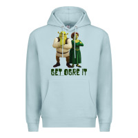 Blue Mist Shrek Fiona & Shrek Get Ogre It Text Poster Premium Hoodie - InspiraDesign