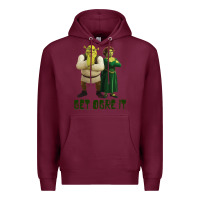 Burgundy Shrek Fiona & Shrek Get Ogre It Text Poster Premium Hoodie - InspiraDesign