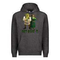 Charcoal Heather Shrek Fiona & Shrek Get Ogre It Text Poster Premium Hoodie - InspiraDesign