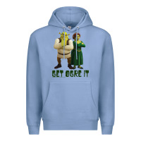 Colony Blue Shrek Fiona & Shrek Get Ogre It Text Poster Premium Hoodie - InspiraDesign