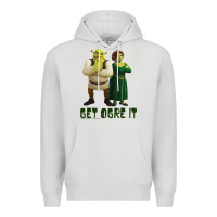 Dove Grey Shrek Fiona & Shrek Get Ogre It Text Poster Premium Hoodie - InspiraDesign