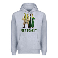 Heather Grey Shrek Fiona & Shrek Get Ogre It Text Poster Premium Hoodie - InspiraDesign