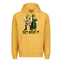 Mustard Shrek Fiona & Shrek Get Ogre It Text Poster Premium Hoodie - InspiraDesign