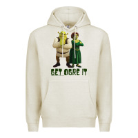 Oatmeal Heather Shrek Fiona & Shrek Get Ogre It Text Poster Premium Hoodie - InspiraDesign