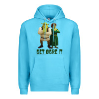 Ocean Blue Shrek Fiona & Shrek Get Ogre It Text Poster Premium Hoodie - InspiraDesign