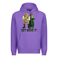 Purple Shrek Fiona & Shrek Get Ogre It Text Poster Premium Hoodie - InspiraDesign