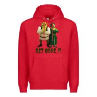 Red Shrek Fiona & Shrek Get Ogre It Text Poster Premium Hoodie - InspiraDesign