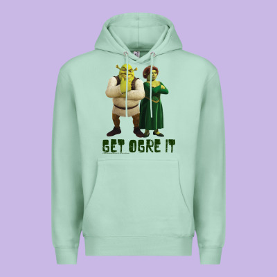 Shrek Fiona & Shrek Get Ogre It Text Poster Premium Hoodie Designed By Inspiradesign