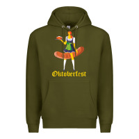 Army Green barmaid oktoberfest funny german woman dirndl bratwurst t shirt Premium Hoodie - InspiraDesign