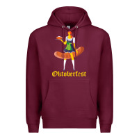 Burgundy barmaid oktoberfest funny german woman dirndl bratwurst t shirt Premium Hoodie - InspiraDesign