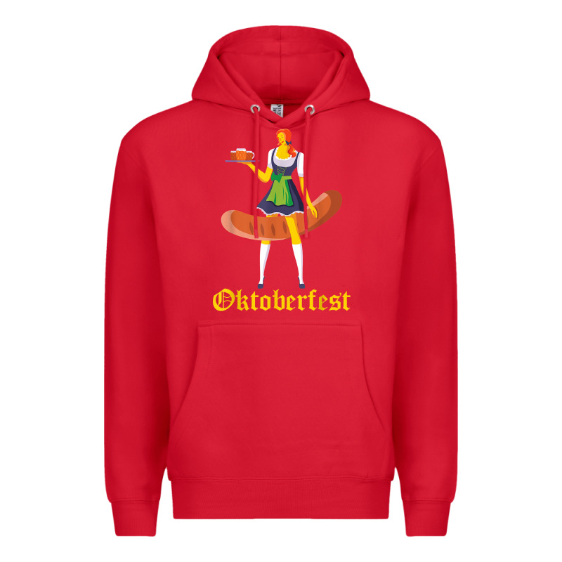 Barmaid Oktoberfest Funny German Woman Dirndl Bratwurst T Shirt Premium Hoodie by InspiraDesign | Teevron