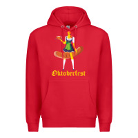 Red barmaid oktoberfest funny german woman dirndl bratwurst t shirt Premium Hoodie - InspiraDesign