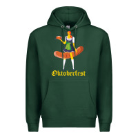 Sports Green barmaid oktoberfest funny german woman dirndl bratwurst t shirt Premium Hoodie - InspiraDesign